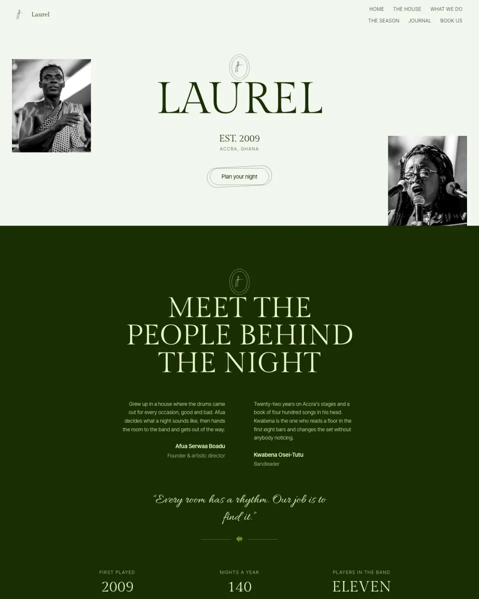 Laurel, a events & celebrations website design