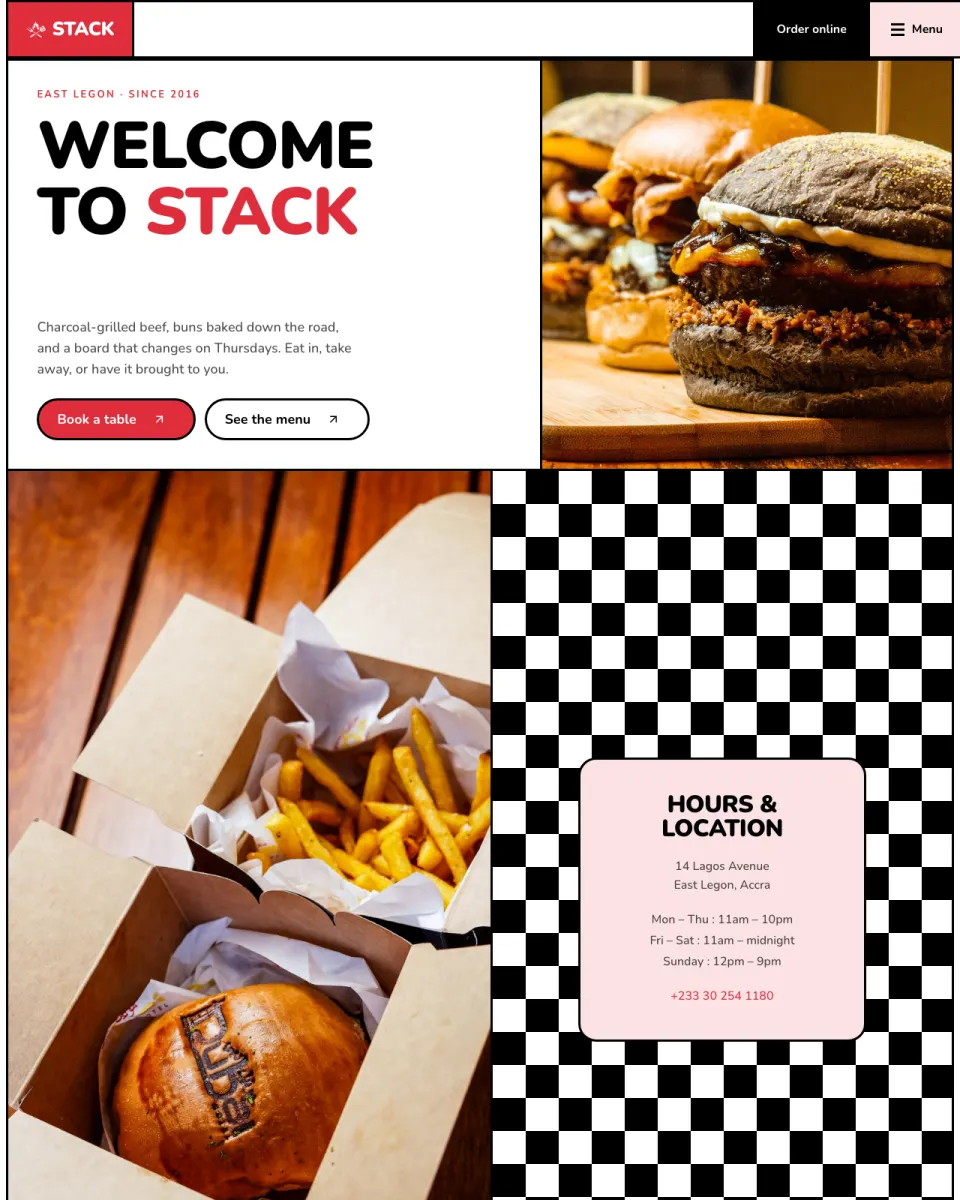 Stack, a restaurants & food website design